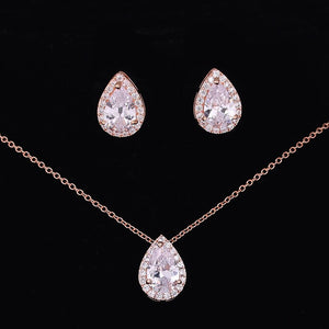 Nigerian Water Drop Cubic Zirconia Wedding Jewelry Sets inlay Luxury Crystal Bridal Jewelry Set Gifts For Bridesmaids AS099