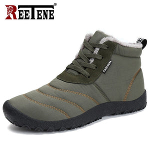 REETENE Super Warm Men Winter Boots For Men Warm Fur Waterproof Rain Boots Shoes Plush Men'S Ankle Snow Boot Botas Masculina