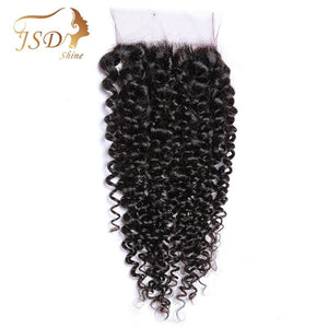 JSDShine Hair Brazilian Kinky Curly Lace Closure 8-20 inch 4*4 Free Part Remy Natural Color Human Hair Closure Free Shipping