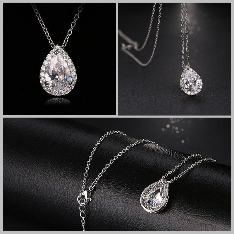 Nigerian Water Drop Cubic Zirconia Wedding Jewelry Sets inlay Luxury Crystal Bridal Jewelry Set Gifts For Bridesmaids AS099