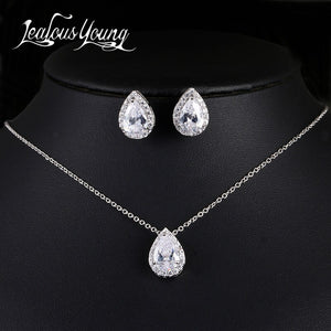 Nigerian Water Drop Cubic Zirconia Wedding Jewelry Sets inlay Luxury Crystal Bridal Jewelry Set Gifts For Bridesmaids AS099