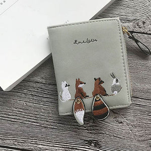 High quality Women&#39;s Wallet Lovely Cartoon Animals Short Leather Female Small Coin Purse Hasp Zipper Purse Card Holder For Girls